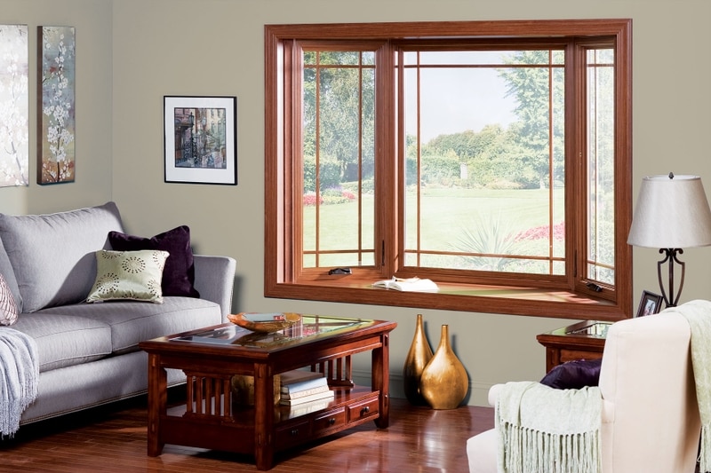 interior of bay windows in a cozy sitting room